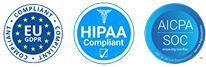 Compliance certifications: EU, HIPAA, AICPA SOC